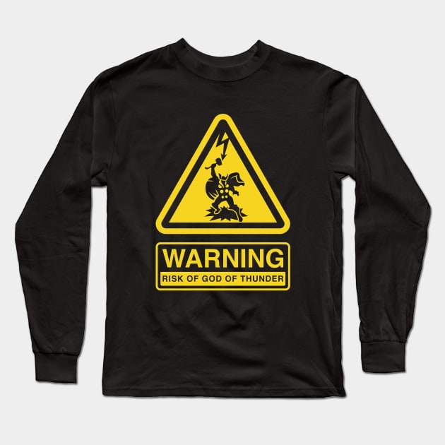 WARNING Risk of God of Thunder Long Sleeve T-Shirt by demonigote